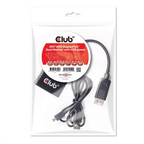 Club3D Video hub MST (Multi Stream Transport) DisplayPort na 2x DisplayPort, napájanie USB