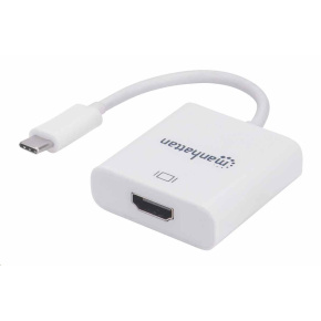 Adaptér Manhattan USB-C na HDMI, USB-C samec na HDMI samica, biely