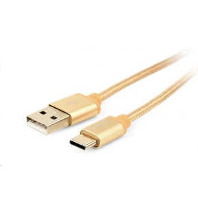 GEMBIRD CABLEXPERT kábel USB na USB-C (AM/CM), 1,8 m, opletený, zlatý, blister