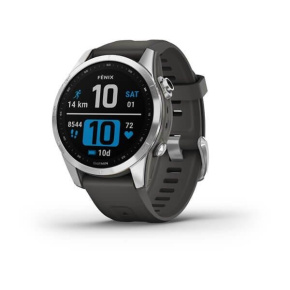 Garmin fenix 7s Glass, Silver/ Graphite Silicone Band