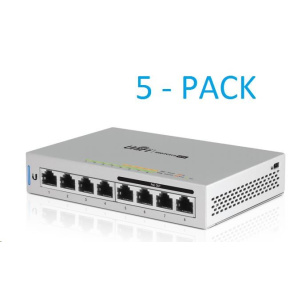 UBNT UniFi Switch US-8-60W, 5-PACK, vrátane. napájacie adaptéry [8xGigabit, 4 porty s PoE 60W 802.3af, neblokujúce 8Gbps]